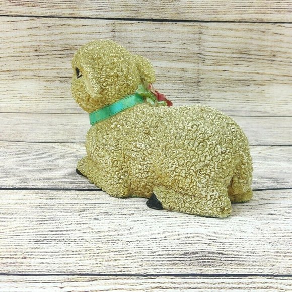 Woolly Resin Sheep Lamb Figurine Christmas Sheep Ornament Home Garden Décor VTG - Picture 8 of 12